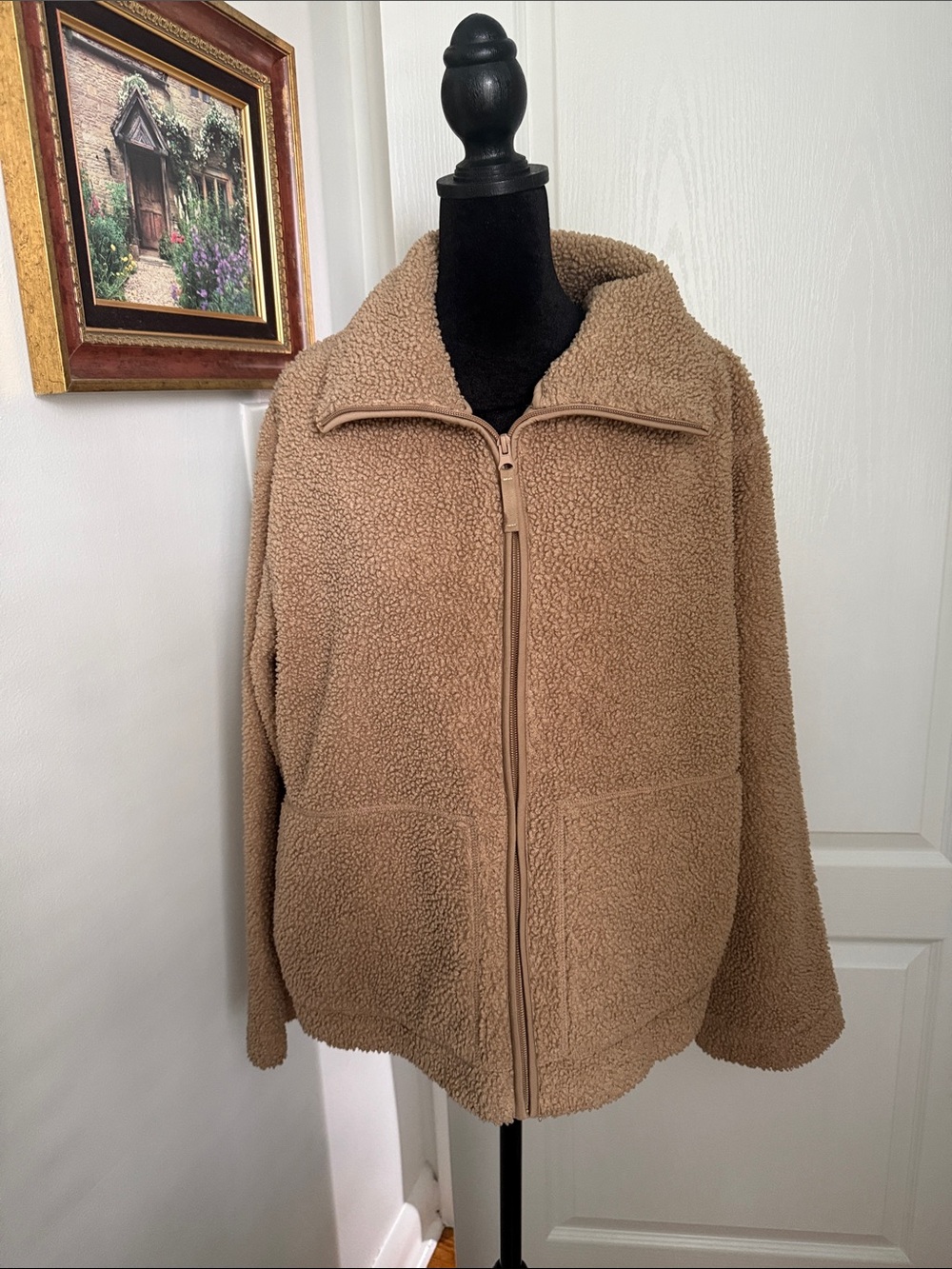 H&M Tan Teddy Zip-Up Jacket